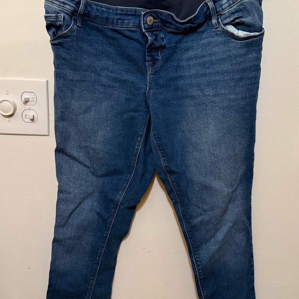 Old Navy Classic Blue Women's Maternity Jeans Rockstar Super Skinny‎ Size 16L